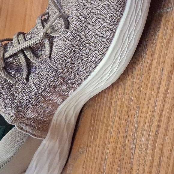 You By Skechers Women's Knit Lace-Up Slip-On Sneakers in Sparkly Taupe and White - Picture 11 of 16